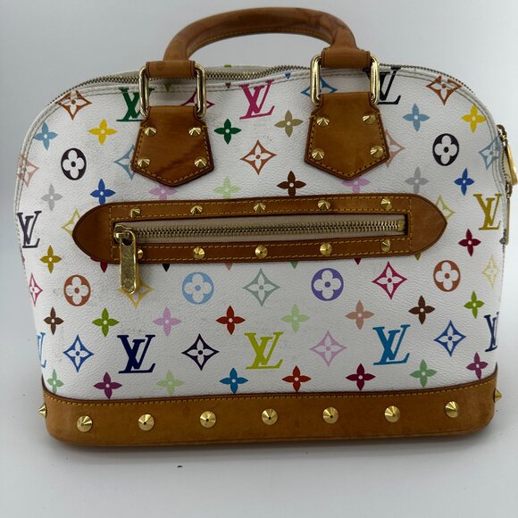 Louis Vuitton Monogram Multicolor Alma White Tote Bag - Picture 2 of 11